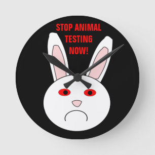Reloj Redondo Mediano Sad Lab Rabbit Animal Testing Wall Clock