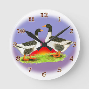 Reloj Redondo Mediano Saddle Pomeranian Geese Clock