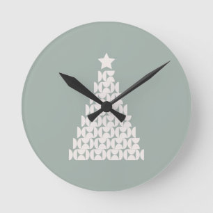 Reloj Redondo Mediano Sage Green Christmas Tree
