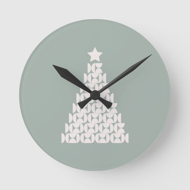 Reloj Redondo Mediano Sage Green Christmas Tree (Anverso)