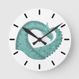 Reloj Redondo Mediano Sage green heart dragon on white