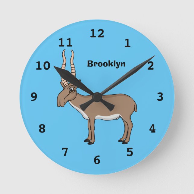 Reloj Redondo Mediano Saiga antelope cartoon illustration  (Anverso)