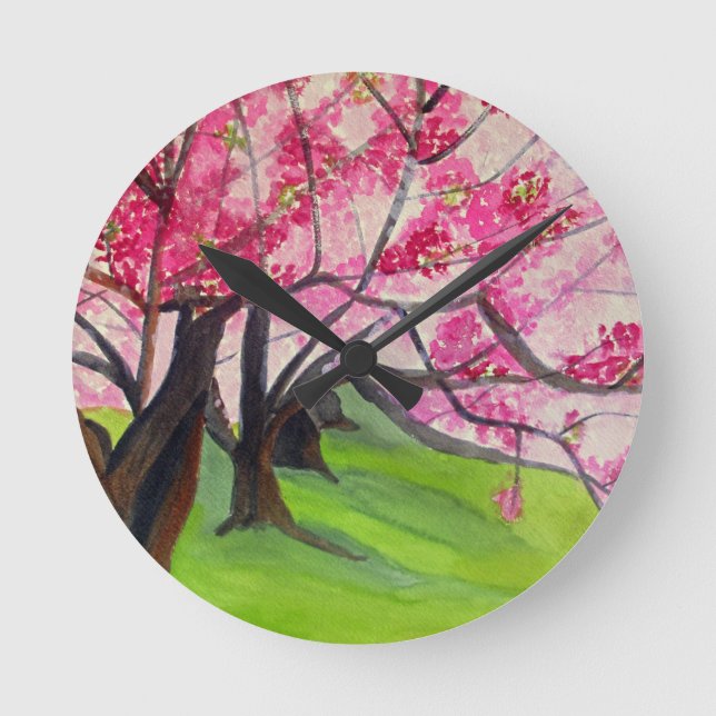 Reloj Redondo Mediano Sakura Arte japonés de florecimiento de cerezo (Anverso)