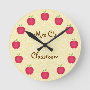Reloj Redondo Mediano Sala de clase roja personalizada de Apple