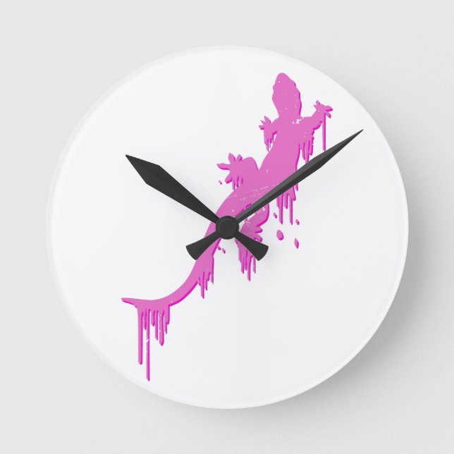 Reloj Redondo Mediano Salamandra rosa con gota de pintura (Anverso)