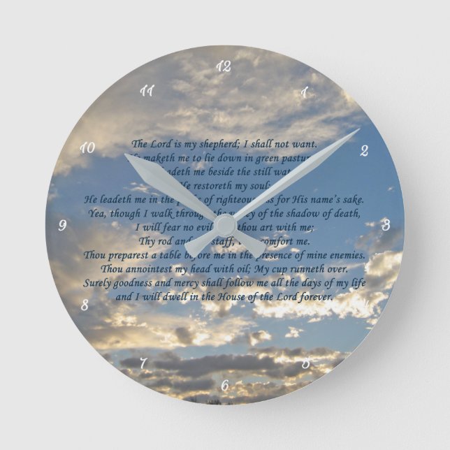 Reloj Redondo Mediano Salmo 23 Bella Biblia Verse Christian (Anverso)