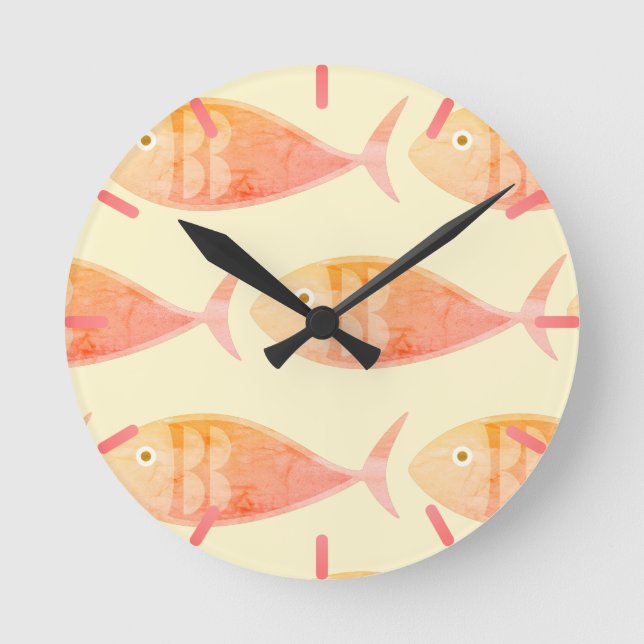 Reloj Redondo Mediano Salmon Fish Group (Anverso)