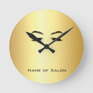 Reloj Redondo Mediano Salón de Belleza Golden Lashes & Brow