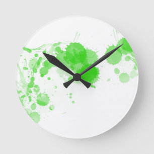 Reloj Redondo Mediano Salpicadura abstracta verde clara Splodge de la