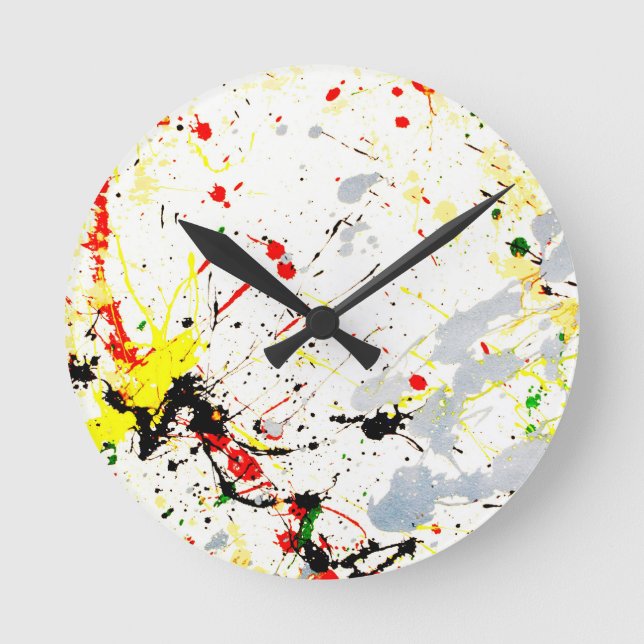 Reloj Redondo Mediano Salpicadura de pintura (Anverso)