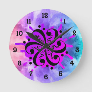 Reloj Redondo Mediano Salpicadura Musical