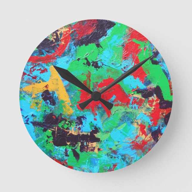 Reloj Redondo Mediano Salpicadura - Pinceladas abstractas pintadas a man (Anverso)