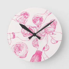 Reloj Redondo Mediano Salud! Diseño de esbozo rosado