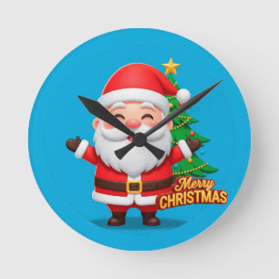 Reloj Redondo Mediano Saludo Alegre de Santa Claus