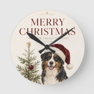 Reloj Redondo Mediano Saludo de Navidad para Amantes de los Perros