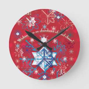 Reloj Redondo Mediano Saludos de Snowflake I