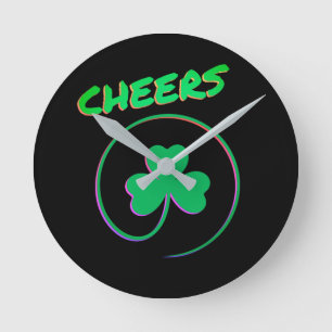 Reloj Redondo Mediano Saludos Shamrock Clover Ireland Irish