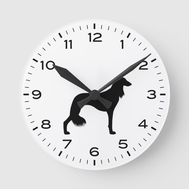 Reloj Redondo Mediano Saluki Dog Breed Silhouette (Anverso)