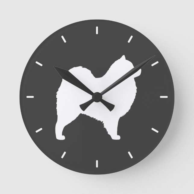 Reloj Redondo Mediano Samoyed Silhouette (Anverso)