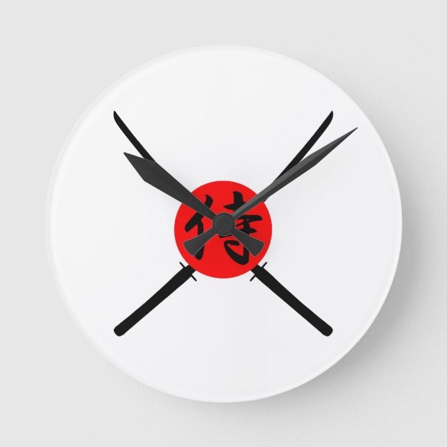 Reloj Redondo Mediano SAMURAI - Espada y kanji (Anverso)