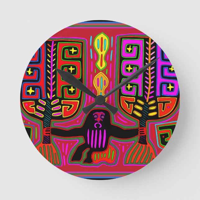 Reloj Redondo Mediano San Blas Kuna Man con fans (Anverso)