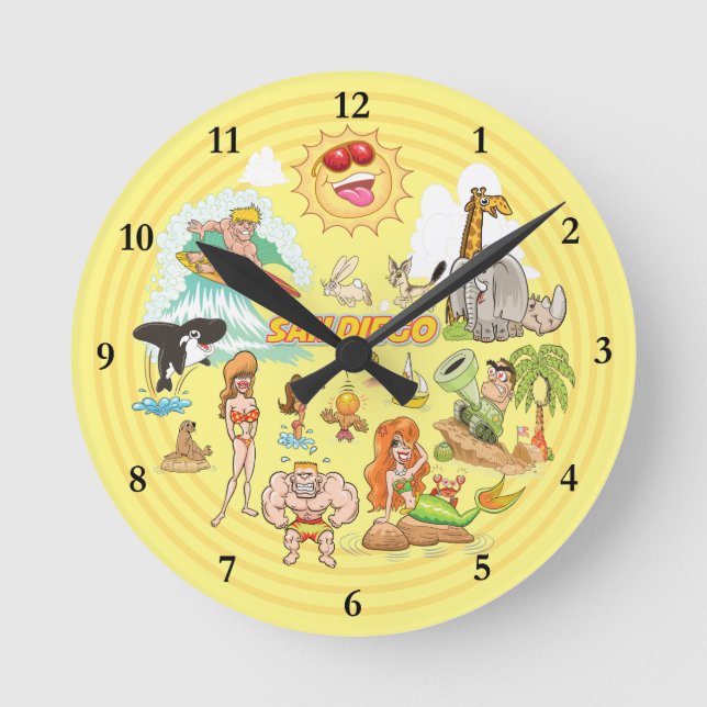 Reloj Redondo Mediano San Diego California Acrylic Clock (Anverso)