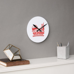 Reloj Redondo Mediano San Salvario Fassona Burger - Caricatura Retro de