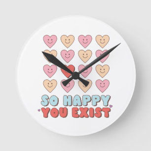 Reloj Redondo Mediano San Valentín Tan Feliz De Que Existas