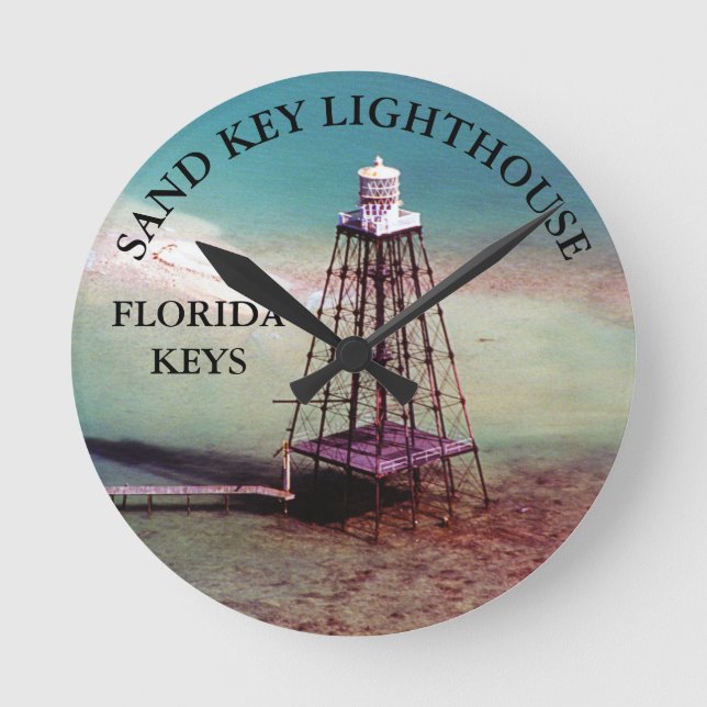 Reloj Redondo Mediano Sand Key Lighthouse, Florida Keys Round Wall Clock (Anverso)