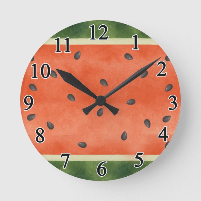 Reloj Redondo Mediano Sandía De Cualquier Manera Que La Corte Fruta De V (Anverso)