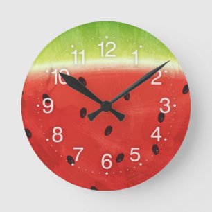 Reloj Redondo Mediano Sandía gigante divertida rebanada de acuarela lind