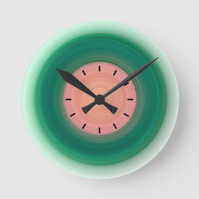 Reloj Redondo Mediano sandía :) Verde y rosa (Anverso)
