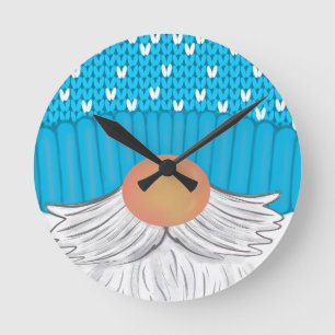 Reloj Redondo Mediano Santa Christmas Gnome Winter Hat Beard Sweater