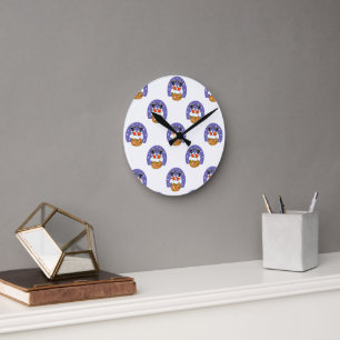 Reloj Redondo Mediano Santa Claus En Chimney, Nieve, Navidades, Año Nuev