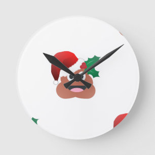 Reloj Redondo Mediano santa claus poop emoji