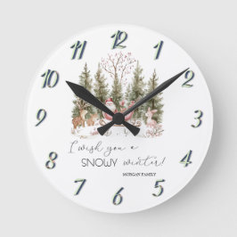 Reloj Redondo Mediano Santa Claus, Sleigh, presenta Navidades forestales