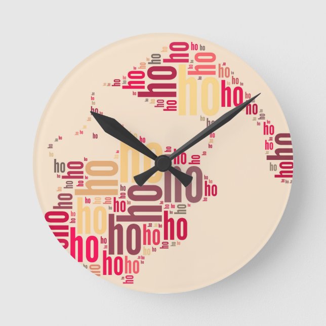 Reloj Redondo Mediano Santa Claus wordcloud Ho Ho Ho (Anverso)