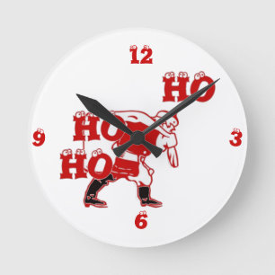 Reloj Redondo Mediano Santa Paseando en rojo y blanco Ho Ho Ho Ho Art Pr