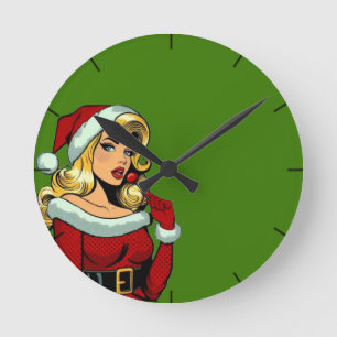 Reloj Redondo Mediano Santa Pinup: Pop Art Glam