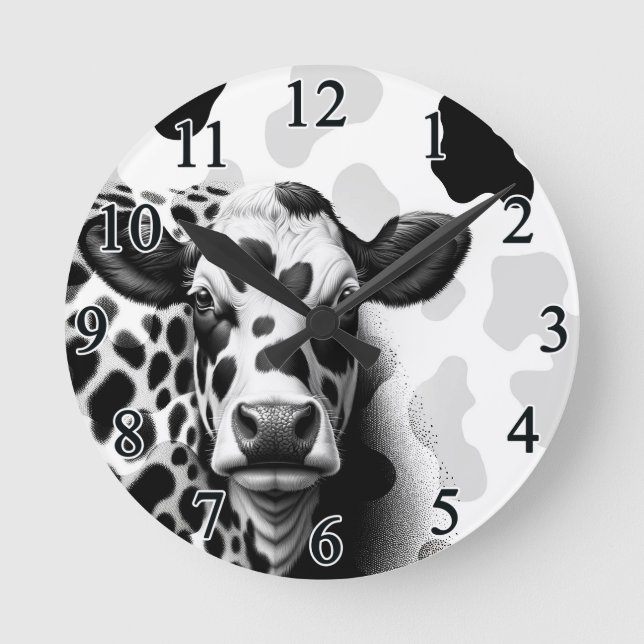 Reloj Redondo Mediano ¡Santo Vaca! País Rústico Blanco y Negro Occidenta (Anverso)