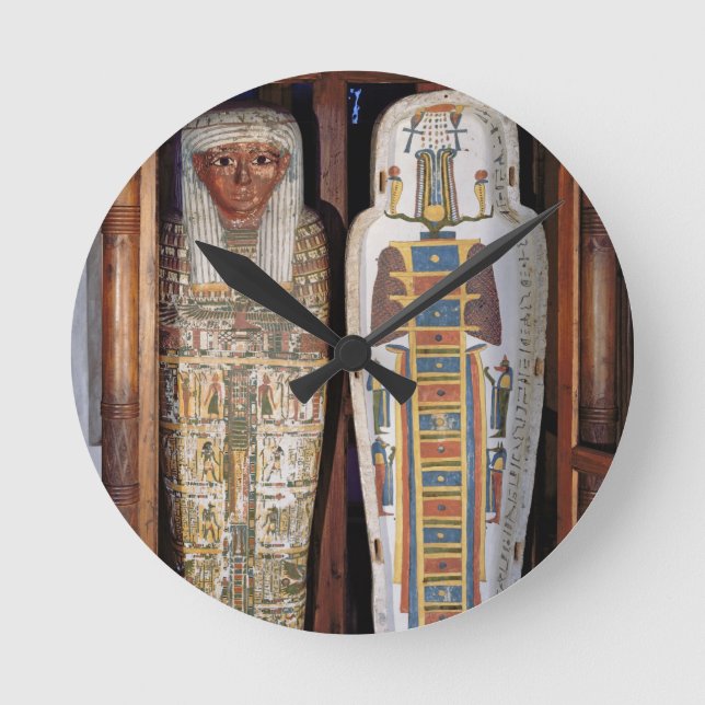 Reloj Redondo Mediano Sarcófago egipcio cubierto con los hieroglyphics (Anverso)