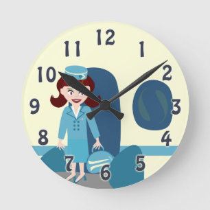 Reloj Redondo Mediano Sassy Retro Stewardess