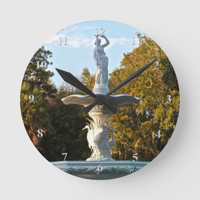 Reloj Redondo Mediano Savannah Georgia | Forsyth Park Fountain Spring (Anverso)