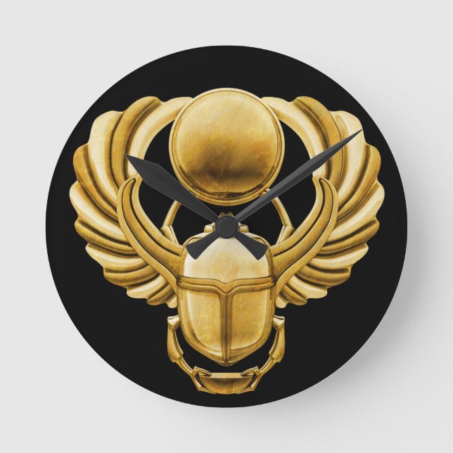 Reloj Redondo Mediano Scarab egipcio de oro (Anverso)