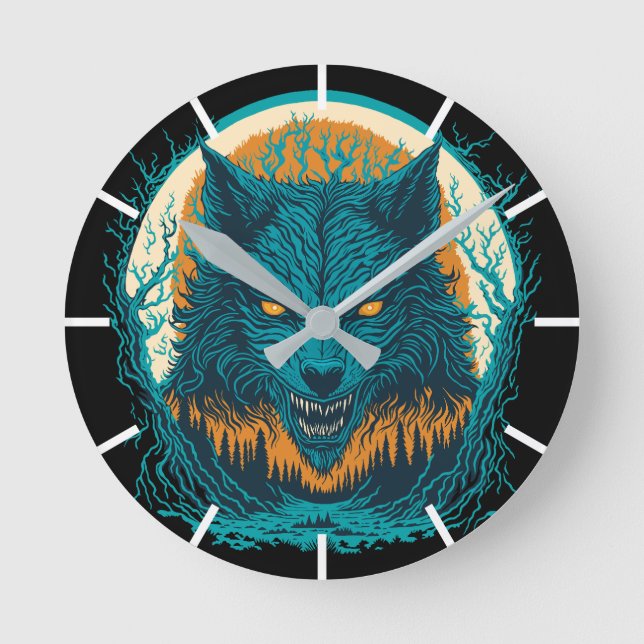 Reloj Redondo Mediano Scary Werewolf (Anverso)
