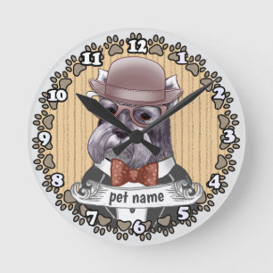 Reloj Redondo Mediano Schnauzer con gafas