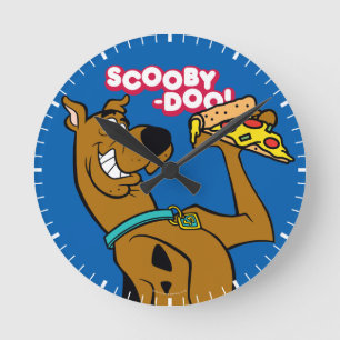 Reloj Redondo Mediano Scooby-Doo con la rebanada de la pizza