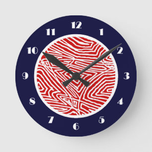 Reloj Redondo Mediano Scribbleprint Red