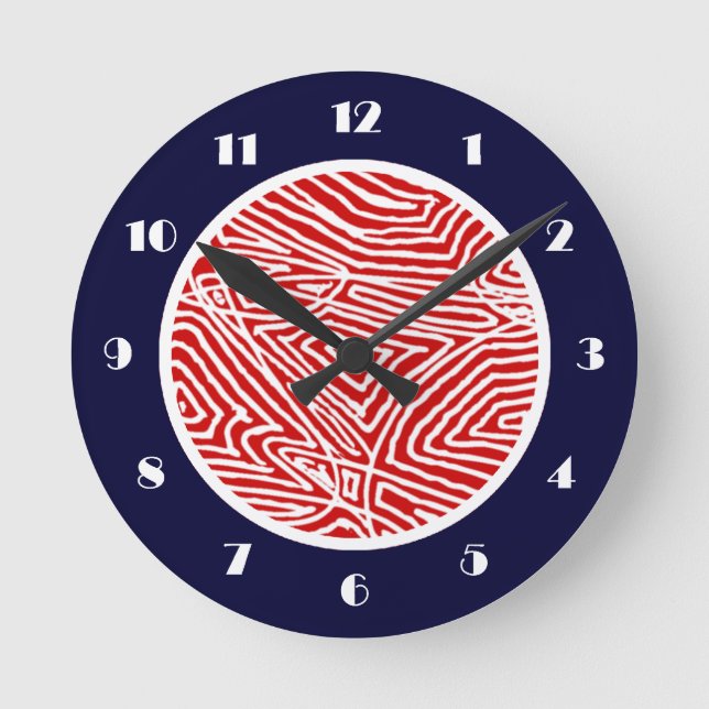 Reloj Redondo Mediano Scribbleprint Red (Anverso)
