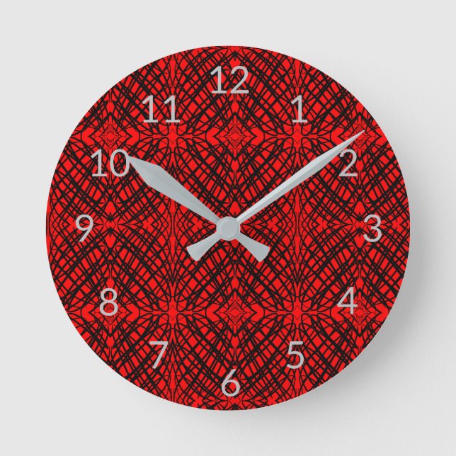 Reloj Redondo Mediano Scribe simple | Tejido Espejo | Rojo | (Anverso)